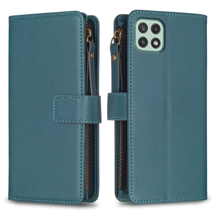 9 Card Slots Zipper Wallet Leather Flip Phone Case, For Samsung Galaxy A22 4G, For Samsung Galaxy A22 5G, For Samsung Galaxy S21 FE 5G, For Samsung Galaxy A23 4G