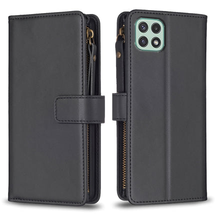 9 Card Slots Zipper Wallet Leather Flip Phone Case, For Samsung Galaxy A22 4G, For Samsung Galaxy A22 5G, For Samsung Galaxy S21 FE 5G, For Samsung Galaxy A23 4G