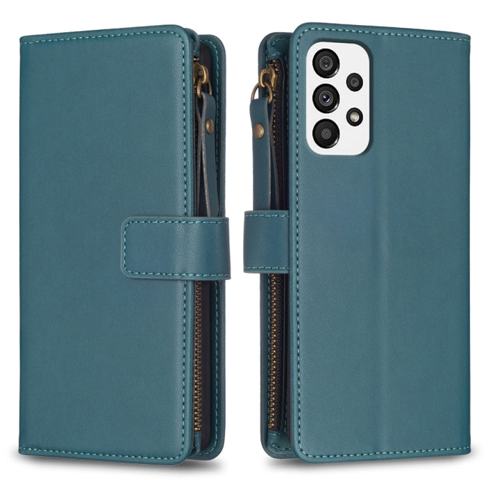 9 Card Slots Zipper Wallet Leather Flip Phone Case, For Samsung Galaxy A73 5G, For Samsung Galaxy A33, For Samsung Galaxy A13, For Samsung Galaxy S22 Ultra 5G