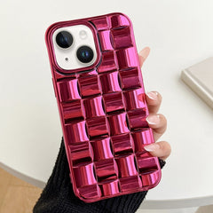 3D Cube Weave Texture Electroplating Phone Case, For iPhone 14 Plus, For iPhone 14, For iPhone 14 Pro, For iPhone 14 Pro Max, For iPhone SE 2022 / SE 2020 / 8 / 7, For iPhone 13 Pro Max, For iPhone 13 Pro, For iPhone 13