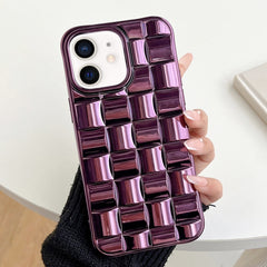 3D Cube Weave Texture Electroplating Phone Case, For iPhone 13 mini, For iPhone 12 / 12 Pro, For iPhone 12 Pro Max, For iPhone 12 mini, For iPhone 11 Pro Max, For iPhone 11, For iPhone 11 Pro, For iPhone XS / X