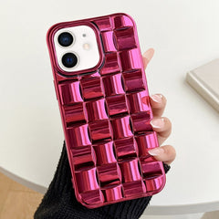 3D Cube Weave Texture Electroplating Phone Case, For iPhone 13 mini, For iPhone 12 / 12 Pro, For iPhone 12 Pro Max, For iPhone 12 mini, For iPhone 11 Pro Max, For iPhone 11, For iPhone 11 Pro, For iPhone XS / X