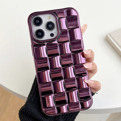 3D Cube Weave Texture Electroplating Phone Case, For iPhone 13 mini, For iPhone 12 / 12 Pro, For iPhone 12 Pro Max, For iPhone 12 mini, For iPhone 11 Pro Max, For iPhone 11, For iPhone 11 Pro, For iPhone XS / X