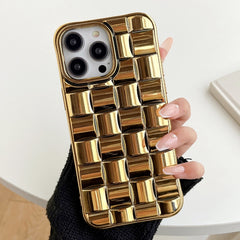 3D Cube Weave Texture Electroplating Phone Case, For iPhone 13 mini, For iPhone 12 / 12 Pro, For iPhone 12 Pro Max, For iPhone 12 mini, For iPhone 11 Pro Max, For iPhone 11, For iPhone 11 Pro, For iPhone XS / X