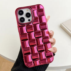 3D Cube Weave Texture Electroplating Phone Case, For iPhone 13 mini, For iPhone 12 / 12 Pro, For iPhone 12 Pro Max, For iPhone 12 mini, For iPhone 11 Pro Max, For iPhone 11, For iPhone 11 Pro, For iPhone XS / X