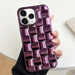 3D Cube Weave Texture Electroplating Phone Case, For iPhone 13 mini, For iPhone 12 / 12 Pro, For iPhone 12 Pro Max, For iPhone 12 mini, For iPhone 11 Pro Max, For iPhone 11, For iPhone 11 Pro, For iPhone XS / X