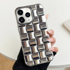 3D Cube Weave Texture Electroplating Phone Case, For iPhone 13 mini, For iPhone 12 / 12 Pro, For iPhone 12 Pro Max, For iPhone 12 mini, For iPhone 11 Pro Max, For iPhone 11, For iPhone 11 Pro, For iPhone XS / X