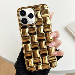 3D Cube Weave Texture Electroplating Phone Case, For iPhone 13 mini, For iPhone 12 / 12 Pro, For iPhone 12 Pro Max, For iPhone 12 mini, For iPhone 11 Pro Max, For iPhone 11, For iPhone 11 Pro, For iPhone XS / X