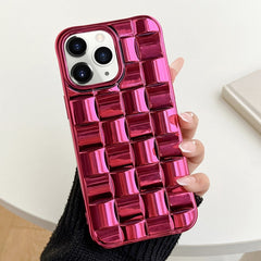 3D Cube Weave Texture Electroplating Phone Case, For iPhone 13 mini, For iPhone 12 / 12 Pro, For iPhone 12 Pro Max, For iPhone 12 mini, For iPhone 11 Pro Max, For iPhone 11, For iPhone 11 Pro, For iPhone XS / X