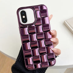 3D Cube Weave Texture Electroplating Phone Case, For iPhone 13 mini, For iPhone 12 / 12 Pro, For iPhone 12 Pro Max, For iPhone 12 mini, For iPhone 11 Pro Max, For iPhone 11, For iPhone 11 Pro, For iPhone XS / X