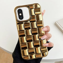 3D Cube Weave Texture Electroplating Phone Case, For iPhone 13 mini, For iPhone 12 / 12 Pro, For iPhone 12 Pro Max, For iPhone 12 mini, For iPhone 11 Pro Max, For iPhone 11, For iPhone 11 Pro, For iPhone XS / X