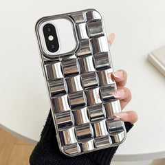 3D Cube Weave Texture Electroplating Phone Case, For iPhone 13 mini, For iPhone 12 / 12 Pro, For iPhone 12 Pro Max, For iPhone 12 mini, For iPhone 11 Pro Max, For iPhone 11, For iPhone 11 Pro, For iPhone XS / X