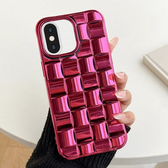 3D Cube Weave Texture Electroplating Phone Case, For iPhone 13 mini, For iPhone 12 / 12 Pro, For iPhone 12 Pro Max, For iPhone 12 mini, For iPhone 11 Pro Max, For iPhone 11, For iPhone 11 Pro, For iPhone XS / X