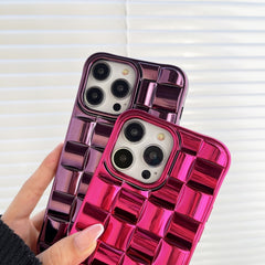 3D Cube Weave Texture Electroplating Phone Case, For iPhone 12 / 12 Pro, For iPhone 12 Pro Max, For iPhone 11 Pro Max, For iPhone 11
