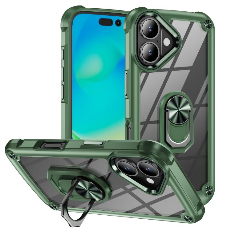 TPU + PC Lens Protection Phone Case with Ring Holder