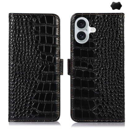 Crocodile Top Layer Cowhide Leather Phone Case, For iPhone 16 Pro, For iPhone 16 Plus, For iPhone 16, For iPhone 15 Pro Max, For iPhone 15 Pro, For iPhone 15 Plus