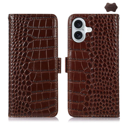 Crocodile Top Layer Cowhide Leather Phone Case, For iPhone 17 Pro Max, For iPhone 17 Pro, For iPhone 17, For iPhone Air, For iPhone 16e, For iPhone 16 Pro Max