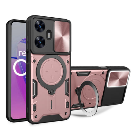 CD Texture Sliding Camshield Magnetic Holder Phone Case, For Realme C55 4G, For Realme GT3 5G, For Realme 10 Pro+ 5G, For Realme C35