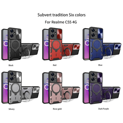CD Texture Sliding Camshield Magnetic Holder Phone Case, For Realme C55 4G, For Realme GT3 5G, For Realme 10 Pro+ 5G, For Realme C35