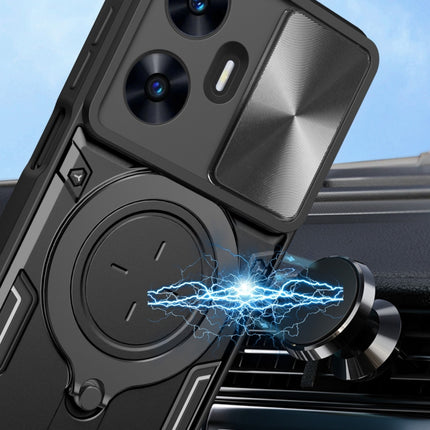 CD Texture Sliding Camshield Magnetic Holder Phone Case, For Realme C55 4G, For Realme GT3 5G, For Realme 10 Pro+ 5G, For Realme C35