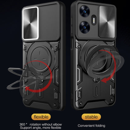 CD Texture Sliding Camshield Magnetic Holder Phone Case, For Realme C55 4G, For Realme GT3 5G, For Realme 10 Pro+ 5G, For Realme C35