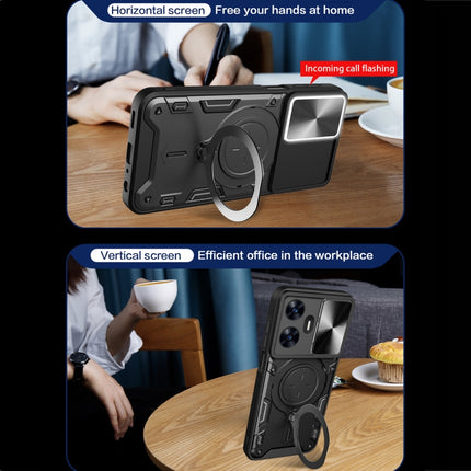 CD Texture Sliding Camshield Magnetic Holder Phone Case, For Realme C55 4G, For Realme GT3 5G, For Realme 10 Pro+ 5G, For Realme C35
