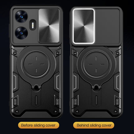 CD Texture Sliding Camshield Magnetic Holder Phone Case, For Realme C55 4G, For Realme GT3 5G, For Realme 10 Pro+ 5G, For Realme C35