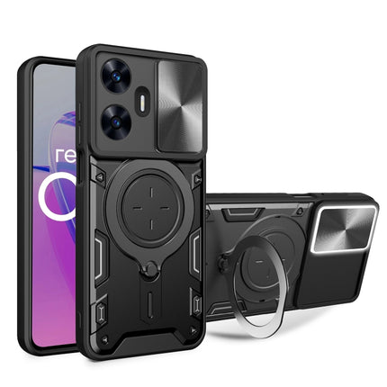 CD Texture Sliding Camshield Magnetic Holder Phone Case, For Realme C55 4G, For Realme GT3 5G, For Realme 10 Pro+ 5G, For Realme C35