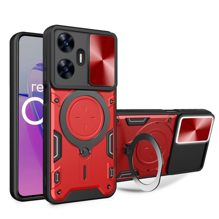 CD Texture Sliding Camshield Magnetic Holder Phone Case, For Realme C55 4G, For Realme GT3 5G, For Realme 10 Pro+ 5G, For Realme C35
