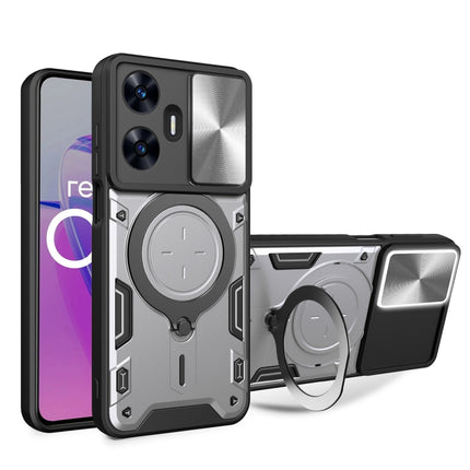 CD Texture Sliding Camshield Magnetic Holder Phone Case, For Realme C55 4G, For Realme GT3 5G, For Realme 10 Pro+ 5G, For Realme C35