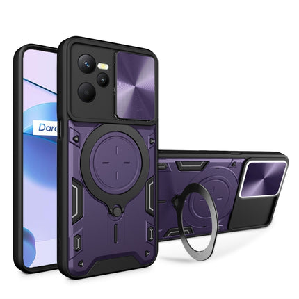 CD Texture Sliding Camshield Magnetic Holder Phone Case, For Realme C55 4G, For Realme GT3 5G, For Realme 10 Pro+ 5G, For Realme C35