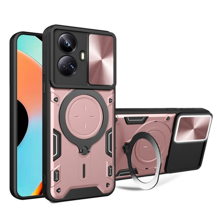 CD Texture Sliding Camshield Magnetic Holder Phone Case, For Realme C55 4G, For Realme GT3 5G, For Realme 10 Pro+ 5G, For Realme C35