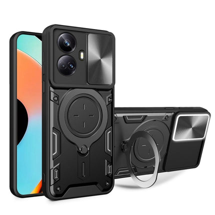 CD Texture Sliding Camshield Magnetic Holder Phone Case, For Realme C55 4G, For Realme GT3 5G, For Realme 10 Pro+ 5G, For Realme C35