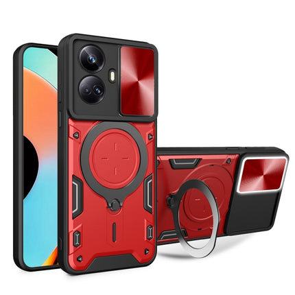 CD Texture Sliding Camshield Magnetic Holder Phone Case, For Realme C55 4G, For Realme GT3 5G, For Realme 10 Pro+ 5G, For Realme C35