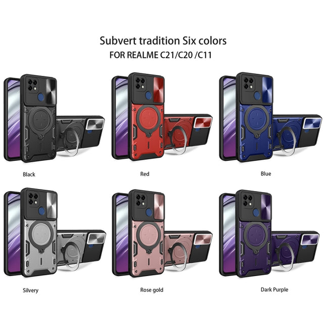 CD Texture Sliding Camshield Magnetic Holder Phone Case, For Realme C21 / C20 / C11 2021