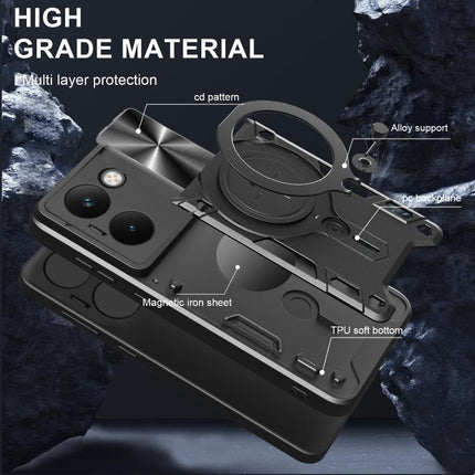 CD Texture Sliding Camshield Magnetic Holder Phone Case, For Realme P3 Ultra 5G India, For Realme 14 Pro+ 5G, For Realme C75 4G / 14x 5G Global, For Realme 13 Pro 5G / 13 Pro+ 5G