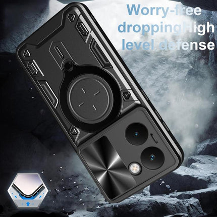 CD Texture Sliding Camshield Magnetic Holder Phone Case, For Realme P3 Ultra 5G India, For Realme 14 Pro+ 5G, For Realme C75 4G / 14x 5G Global, For Realme 13 Pro 5G / 13 Pro+ 5G