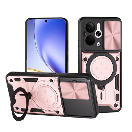 CD Texture Sliding Camshield Magnetic Holder Phone Case, For Realme P4 Power 5G, For Realme 16 Pro / 16 Pro+ 5G, For Realme 15x 5G, For Realme P3 5G / 14 5G Global