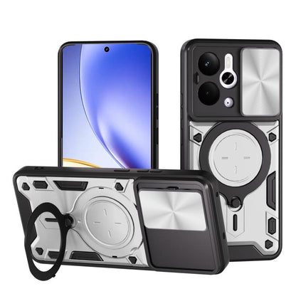 CD Texture Sliding Camshield Magnetic Holder Phone Case, For Realme P4 Power 5G, For Realme 16 Pro / 16 Pro+ 5G, For Realme 15x 5G, For Realme P3 5G / 14 5G Global