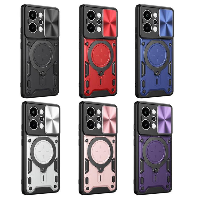 CD Texture Sliding Camshield Magnetic Holder Phone Case, For Realme P4 Power 5G, For Realme 16 Pro / 16 Pro+ 5G, For Realme 15x 5G, For Realme P3 5G / 14 5G Global