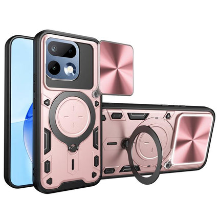 CD Texture Sliding Camshield Magnetic Holder Phone Case, For Realme P4 Power 5G, For Realme 16 Pro / 16 Pro+ 5G, For Realme 15x 5G, For Realme P3 5G / 14 5G Global