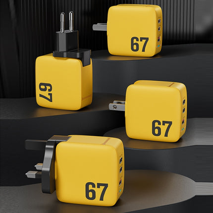 WK WP-U141 67W USB+Double USB-C / Type-C GaN Charger, CN Plug, US Plug, EU Plug, UK Plug