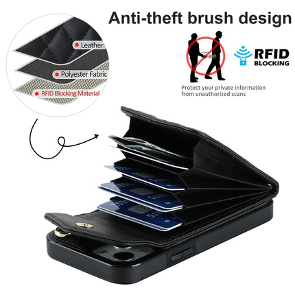 Rhombic Texture Card Bag Phone Case with Long Lanyard