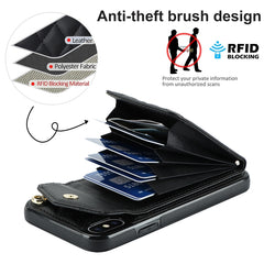 Rhombic Texture Card Bag Phone Case with Long Lanyard, For iPhone XS Max