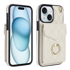 Rhombic Texture Card Bag Phone Case with Long Lanyard, For iPhone 16e, For iPhone 15 Pro Max, For iPhone 15 Pro, For iPhone 15 Plus
