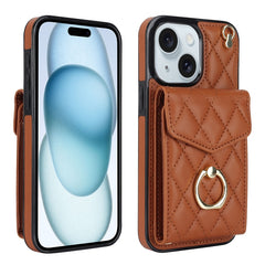 Rhombic Texture Card Bag Phone Case with Long Lanyard, For iPhone 16e, For iPhone 15 Pro Max, For iPhone 15 Pro, For iPhone 15 Plus