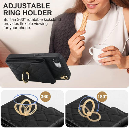 Rhombic Texture Card Bag Phone Case with Long Lanyard, For iPhone 17e / 16e, For iPhone 17 Pro Max, For iPhone 17 Pro