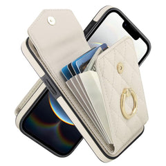 Rhombic Texture Card Bag Phone Case with Long Lanyard, For iPhone 16e, For iPhone 15 Pro Max, For iPhone 15 Pro, For iPhone 15 Plus