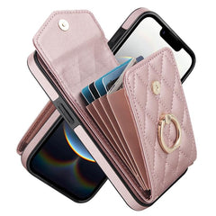 Rhombic Texture Card Bag Phone Case with Long Lanyard, For iPhone 16e, For iPhone 15 Pro Max, For iPhone 15 Pro, For iPhone 15 Plus