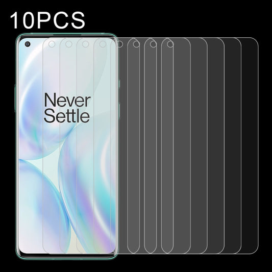 10 PCS Half-screen Transparent Tempered Glass Film, For OnePlus 8, For OnePlus 8 Pro (10 PCS)